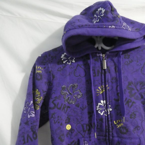 360 SURF | medium | Zip-Up Graphic Purple Hooded Sweatshirt | Hoodie | NWOT - Picture 5 of 16